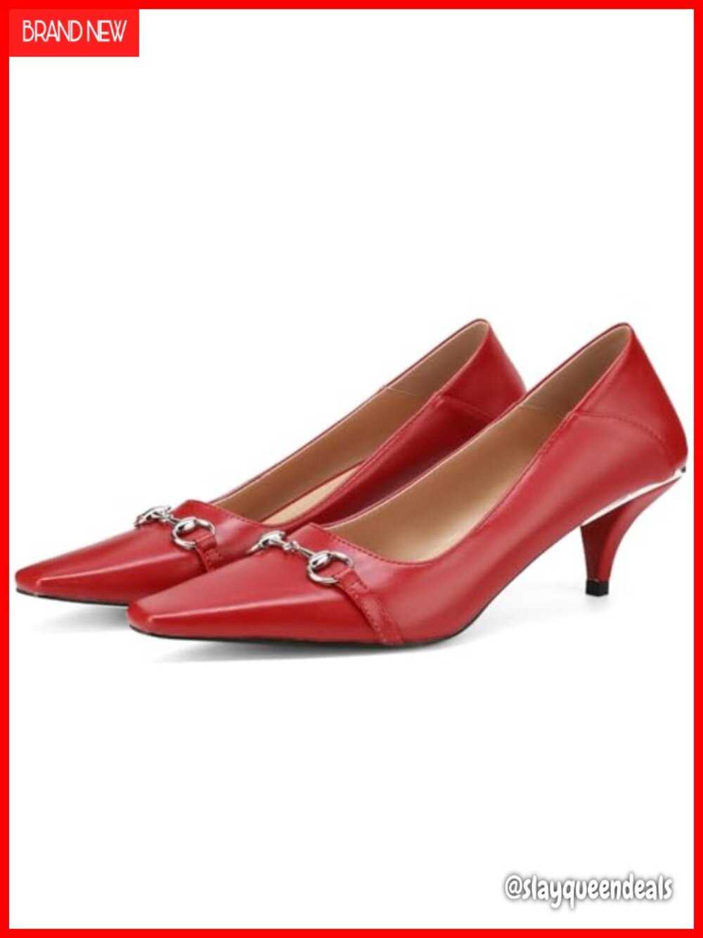 Square Toe Kitten Heel Pumps with Buckle Detail - Convertible Mule